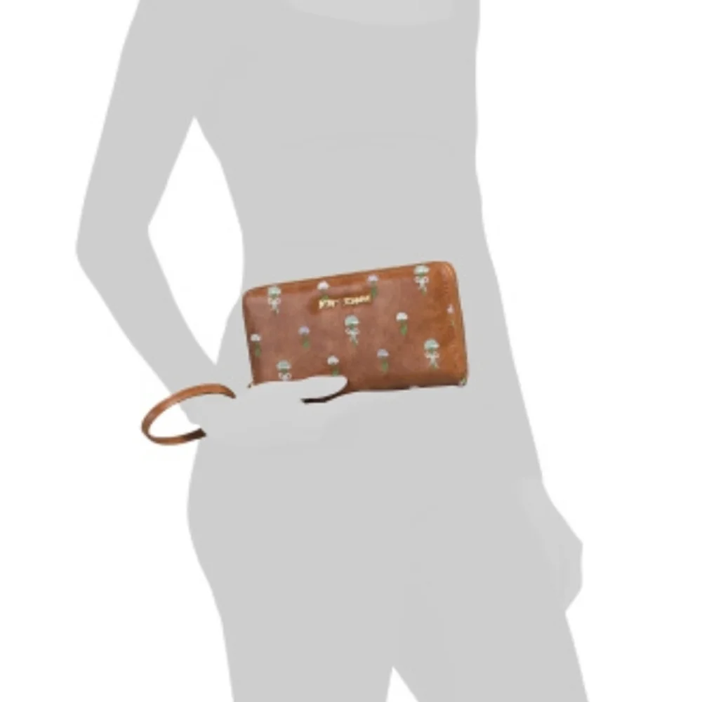 🤎▪️Betsey Johnson ▪️XOZIP-E Brown Floral Long Zip Continental  WALLET  Wristlet